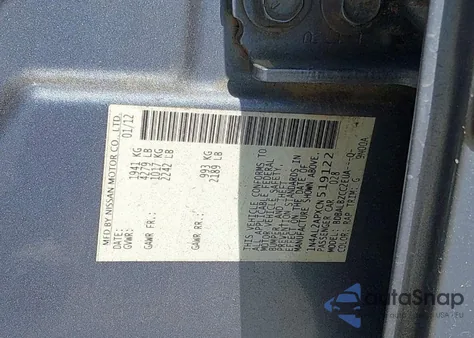 2012 Nissan Altima 2.5 S z USA, uszkodzony, nr VIN 1N4AL2APXCN519122